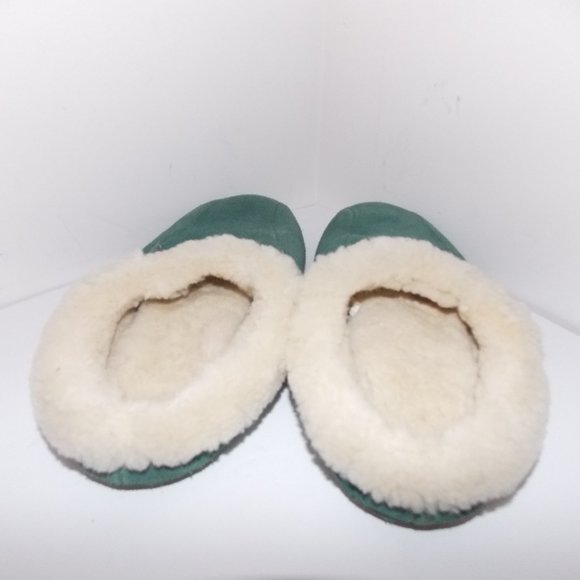 LLBean leather suede green slide slippers size 5 M - Picture 3 of 6